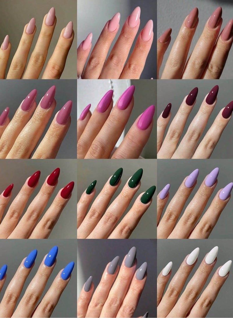 شي إن أظافر صناعية طويلة – طقم 144 قطعة بـ 12 لون مختلف، سهلة التركيب والارتداء - Image 2